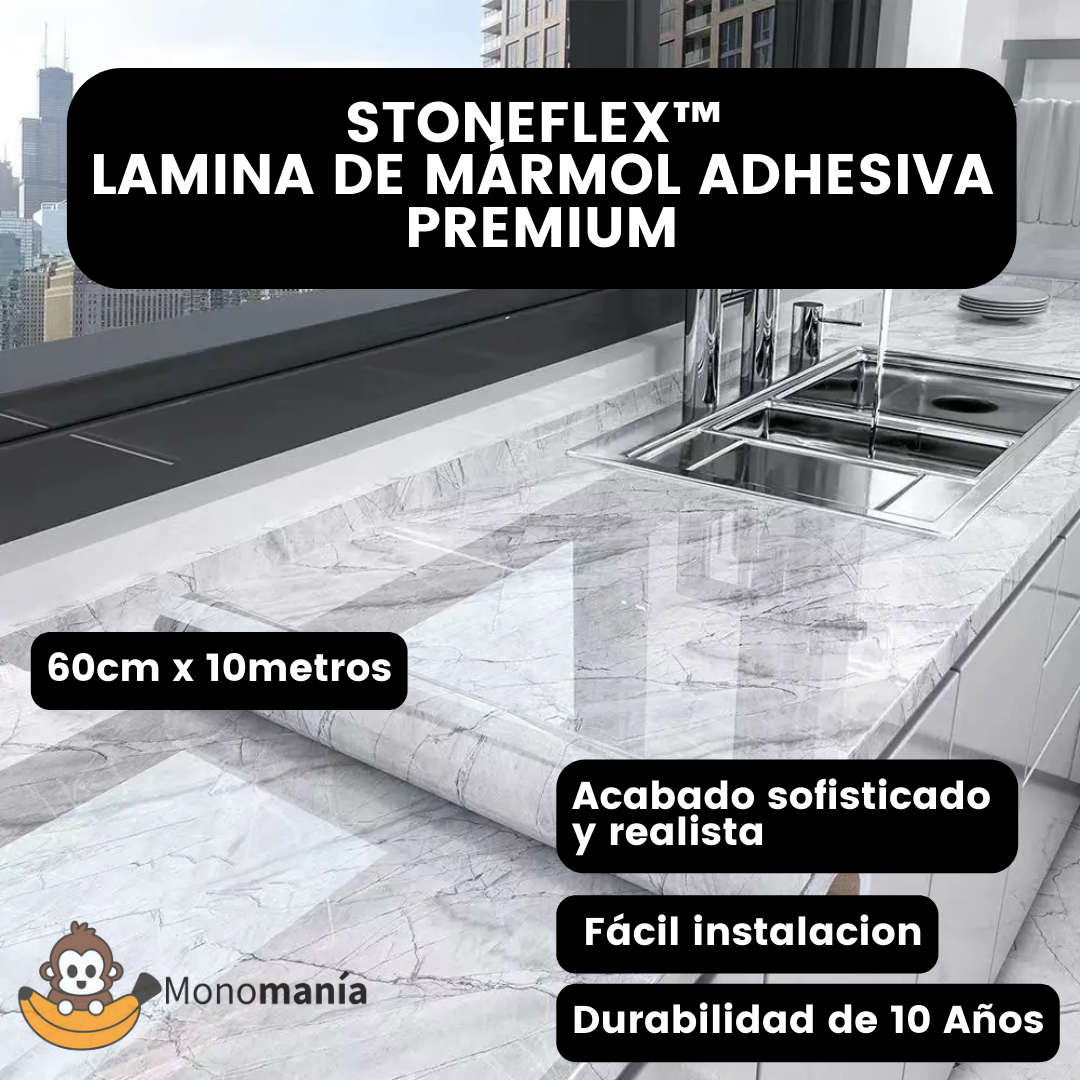 StoneFlex - Cinta Adhesiva con Acabado de Mármol Premium - 10 Metros